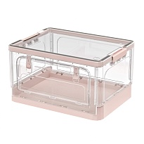 Ящик пластиковый складной прозрачный, дно розовое, 490х360х280 мм, с колесиками в Ялте
