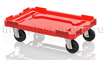 Тележка пластиковая сплошная без тормозов усиленная красная в Ялте