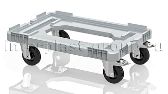 Тележка пластиковая с отверстием 2 колеса с тормозом серая в Ялте