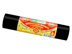 Мешки для мусора 120 л, с завязками, черные, в рулоне 10 шт., ПНД, 15 мкм, 800х750 мм, VIP, Z12010black в Ялте Мешки для мусора 120 л, с завязками, черные, в рулоне 10 шт., ПНД, 15 мкм, 800х750 мм, VIP, Z12010black в Ялте