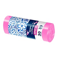 Мешки для мусора 30 л, розовые, в рулоне 30 шт., ПНД, 8 мкм, 560х480 мм, Узоры Чистоты, МУ3605 (ММЭ-30роз) в Ялте