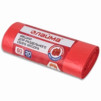 Мешки для мусора 60 л, красный, в рулоне 20 шт., ПНД, 10 мкм, 680х580 мм, LAIMA, 606702 в Ялте Мешки для мусора 60 л, красный, в рулоне 20 шт., ПНД, 10 мкм, 680х580 мм, LAIMA, 606702 в Ялте