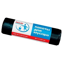 Мешки для мусора 160 л, черные, в рулоне 20 шт., ПВД, 30 мкм, 1200х870 мм, PACLAN Professional, 604082 в Ялте