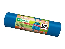 Мешки для мусора 120 л, синие, в рулоне 10 шт., ПНД, 14 мкм, 1100х700 мм, EXTRA, ex1201802 в Ялте Мешки для мусора 120 л, синие, в рулоне 10 шт., ПНД, 14 мкм, 1100х700 мм, EXTRA, ex1201802 в Ялте