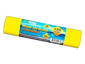 Мешки для мусора 120 л, с завязками, желтые, в рулоне 10 шт., ПНД, 15 мкм, 800х750 мм, VIP, Z12010yel в Ялте Мешки для мусора 120 л, с завязками, желтые, в рулоне 10 шт., ПНД, 15 мкм, 800х750 мм, VIP, Z12010yel в Ялте