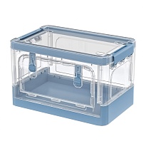 Ящик пластиковый складной прозрачный, дно синее, 360х235х230 мм, с колесиками в Ялте