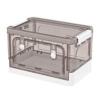 Ящик пластиковый складной прозрачный коричневый, дно белое, 360х235х230 мм, с колесиками в Ялте