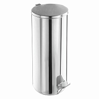 Ведро для мусора с педалью, усиленное, Титан, 30 л, кольцо под мешок, нержавеющая сталь, хром в Ялте