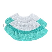 Бахилы бело-бирюзовые 1000 шт (500 пар), 48 мкм, двойная подошва, с одной резинкой, Эконом+