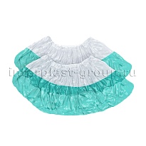 Бахилы бело-бирюзовые 1000 шт (500 пар), 48 мкм, двойная подошва, с одной резинкой, Эконом+ в Ялте