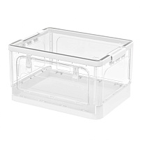 Ящик пластиковый складной прозрачный, дно белое, 490х360х280 мм, с колесиками в Ялте