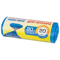 Мешки для мусора 90 л, синие, в рулоне 20 шт., ПНД, 14 мкм, 900х700 мм, LAIMA ULTRA, 607693 в Ялте