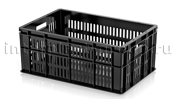 Ящик для молока, мяса, овощей и фруктов большая перфорация дно сплошное черный в Ялте