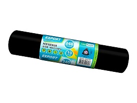 Мешки для мусора 240 л, черные, в рулоне 10 шт., ПВД 80 мкм, 1300х930 мм, EXPORT, exp 24010167 в Ялте