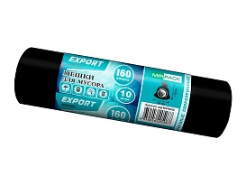 Мешки для мусора 160 л, ароматизированные, черные, в рулоне 10 шт., ПВД, 80 мкм, 1100х930 мм, EXPORT, exp16010142 в Ялте