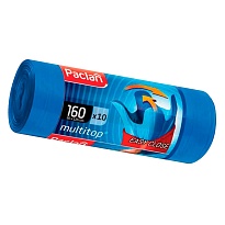 Мешки для мусора 160 л, с ушками, синие, в рулоне 10 шт., ПВД, 30 мкм, 1250х900 мм, PACLAN Multitop, 604064 в Ялте