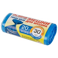 Мешки для мусора 20 л, синие, в рулоне 30 шт., ПНД, 8 мкм, 500х450 мм, LAIMA, 607682 в Ялте