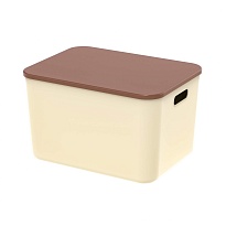 Ящик пластиковый вкладываемый бежевый с коричневой крышкой 410х305х245 мм в Ялте
