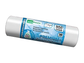 Мешки для мусора 300 л, белые, в рулоне 10 шт., ПВД 70 мкм, 1400х1000 мм, PREMIUM+, 300101602 в Ялте Мешки для мусора 300 л, белые, в рулоне 10 шт., ПВД 70 мкм, 1400х1000 мм, PREMIUM+, 300101602 в Ялте
