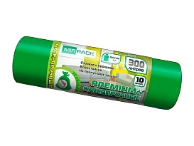 Мешки для мусора 300 л, зеленые, в рулоне 10 шт., ПВД 70 мкм, 1400х1000 мм, PREMIUM+, 300101601 в Ялте Мешки для мусора 300 л, зеленые, в рулоне 10 шт., ПВД 70 мкм, 1400х1000 мм, PREMIUM+, 300101601 в Ялте