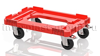 Тележка пластиковая с отверстием 2 колеса с тормозом усиленная красная в Ялте