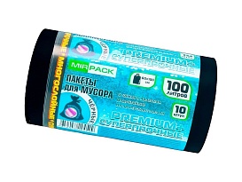 Мешки для мусора 100 л, черные, в рулоне 10 шт., ПВД, 70 мкм, 1000х600 мм, PREMIUM+, 1001076 в Ялте