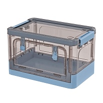 Ящик пластиковый складной прозрачный коричневый, дно синее, 360х235х230 мм, с колесиками в Ялте