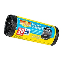 Мешки для мусора 20 л, черные, в рулоне 30 шт., ПНД, 10 мкм, 550х440 мм, Крепак, 4607075710092 в Ялте