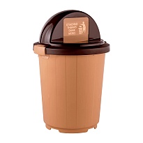 Мусорный бак с крышкой - клавишей на колесах 105 л бежевый 105 бежевый в Ялте
