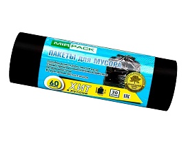 Мешки для мусора 60 л, ароматизированные, черные, в рулоне 20 шт., ПНД, 8 мкм, 800х600 мм, ХИТ, 6020867 в Ялте