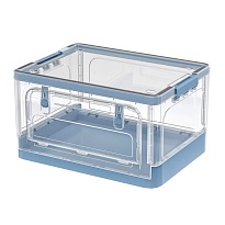 Ящик пластиковый складной прозрачный, дно синее, 490х360х280 мм, с колесиками в Ялте